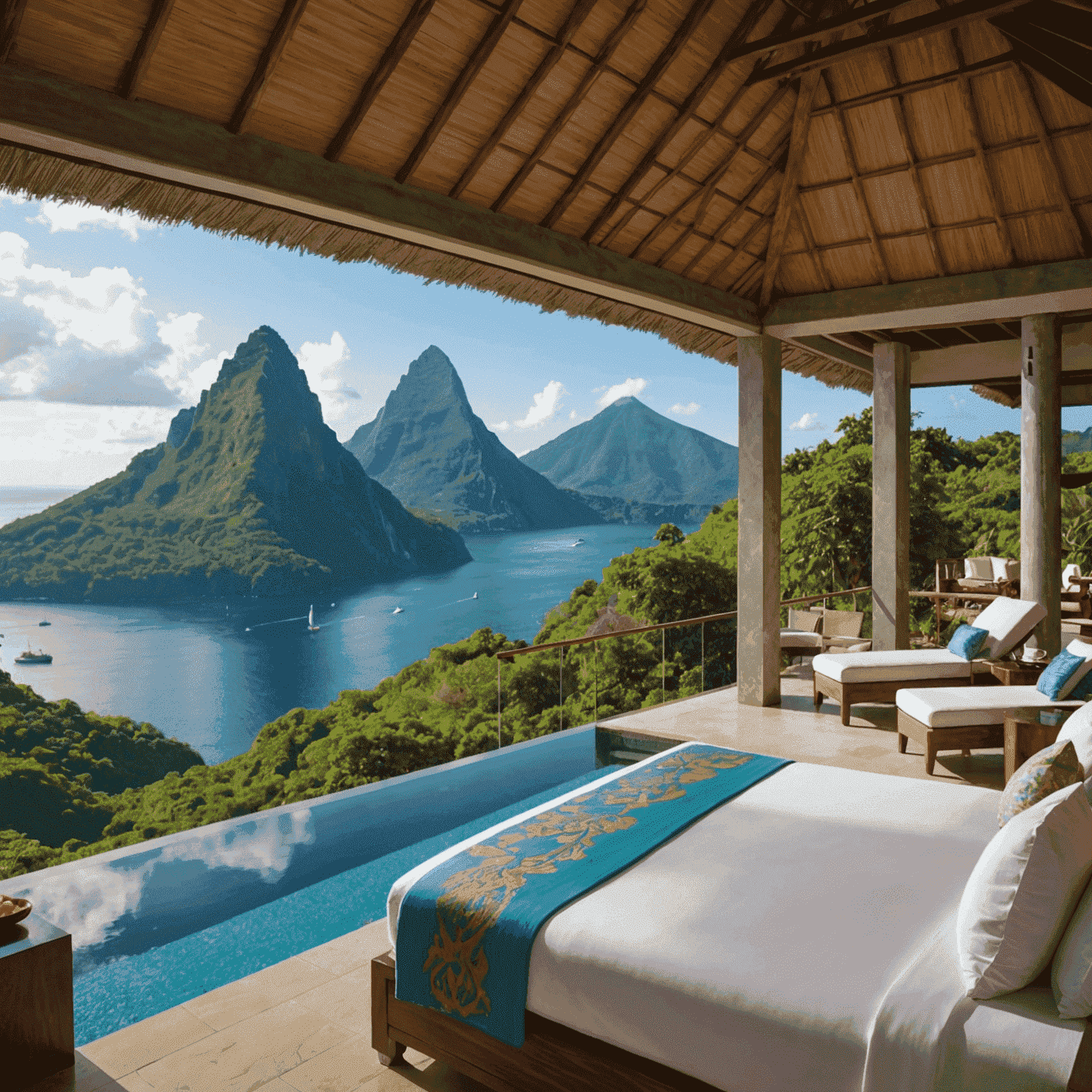 Stunning open-air suite at Jade Mountain with a private infinity pool and breathtaking views of the Pitons and Caribbean Sea