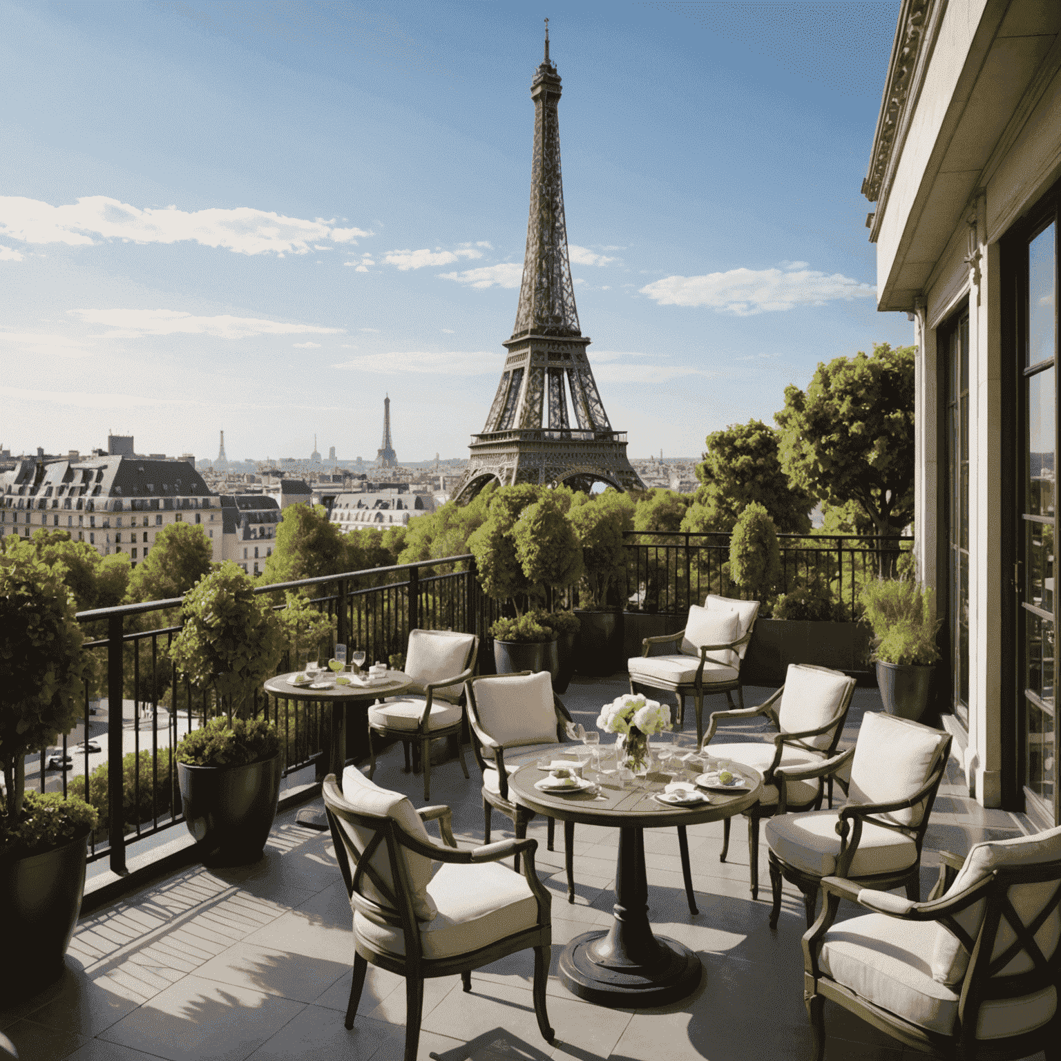 Shangri-La Hotel's terrace with stunning Eiffel Tower views