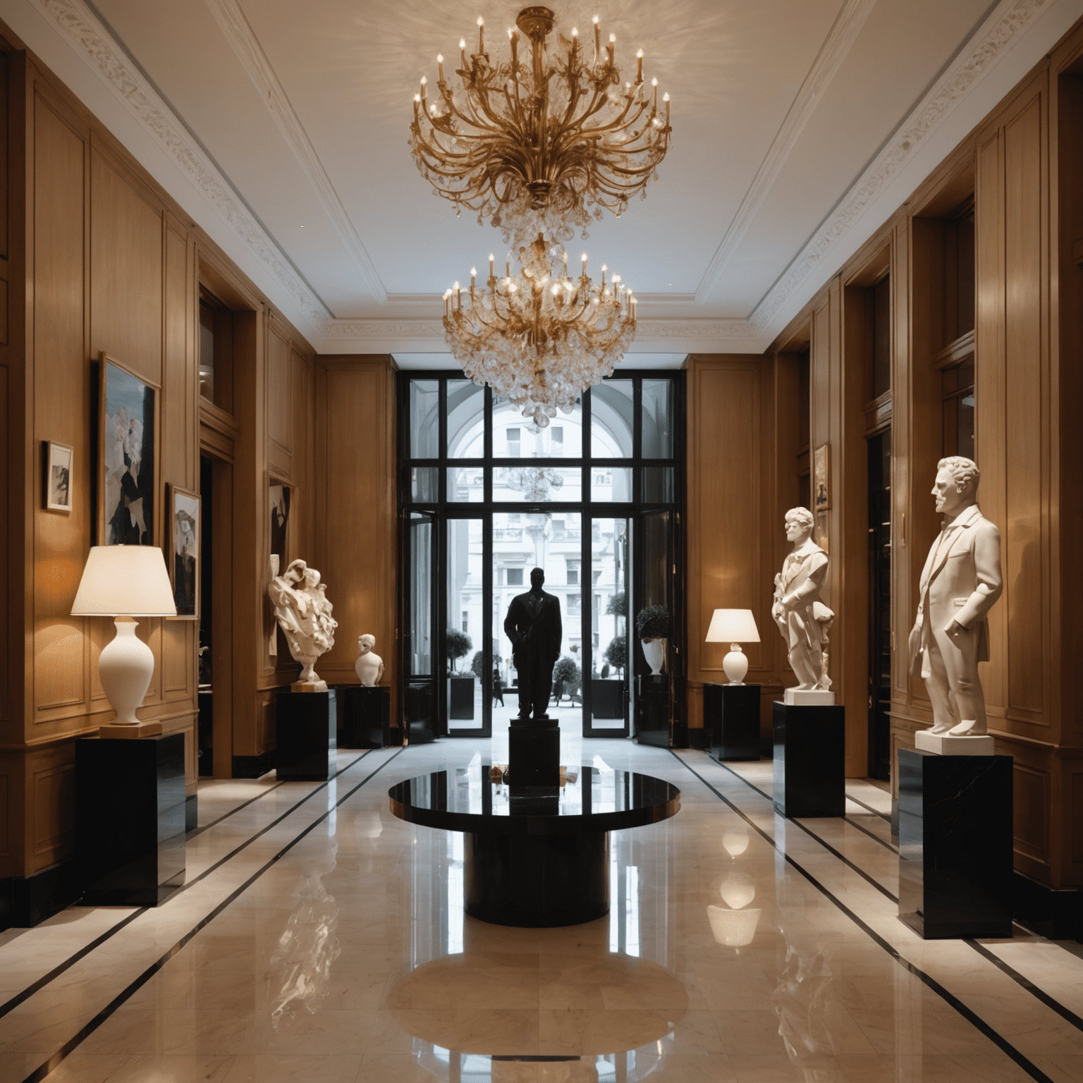 Le Royal Monceau's art-filled lobby with contemporary sculptures and installations